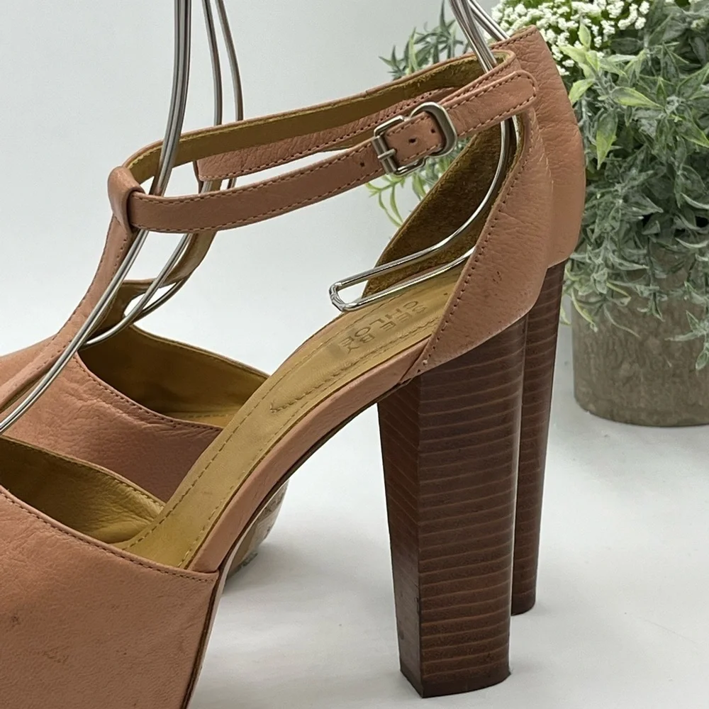 See By Chloe Vela Light Pink-Nude Platform High Heels‎ Sandals Sz 36.5/US 6
